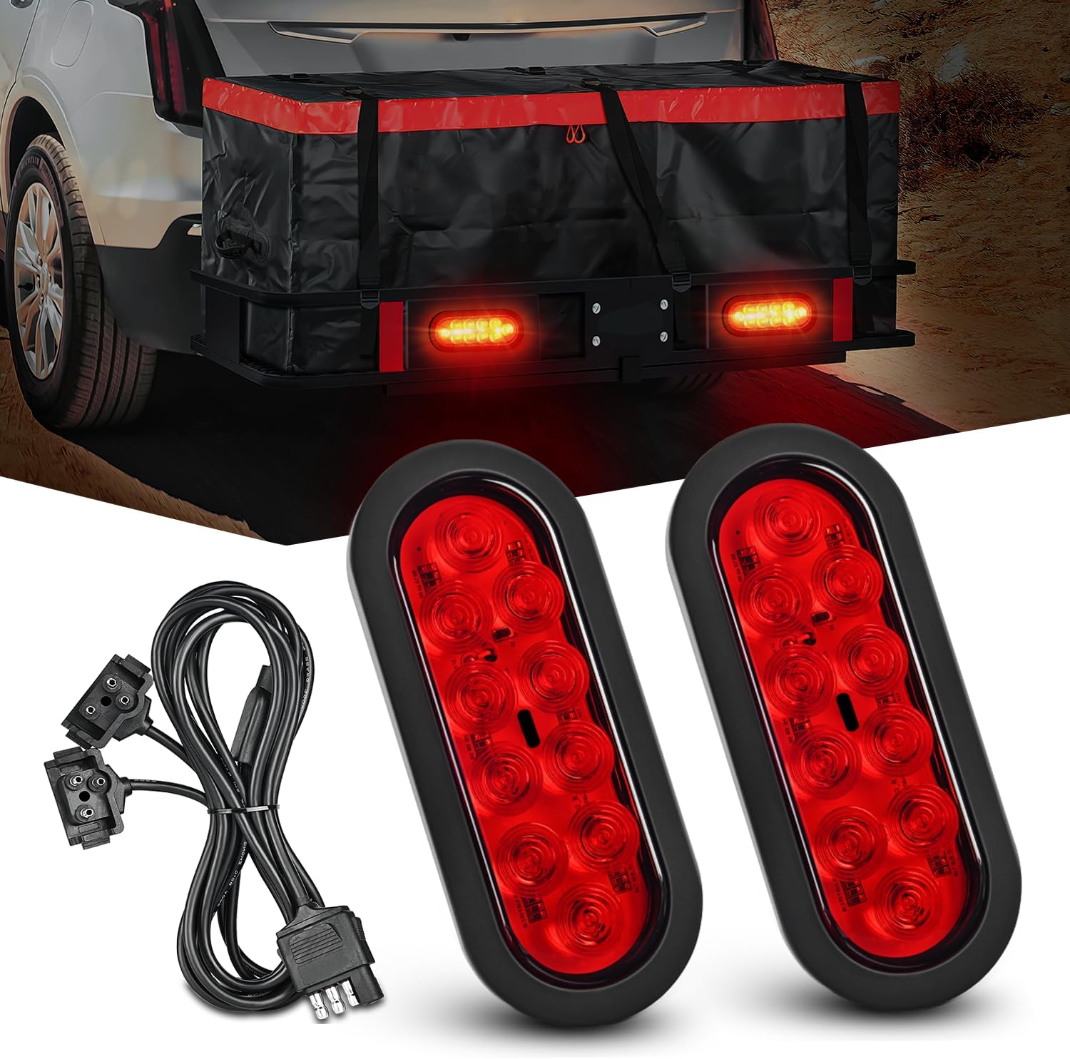 Nilight Hitch Cargo Carrier Oval Light Kit 2PCS (From 02-09-2024 00:00-16-09-2024 23:59)